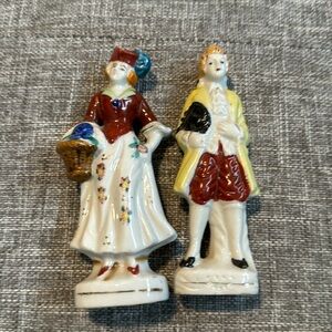 Vintage Occupied Japan porcelain figure of lady and man boy